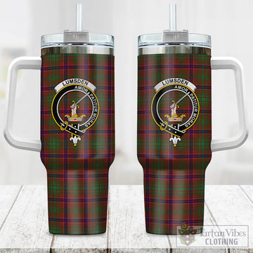 Lumsden Tartan and Family Crest Tumbler with Handle
