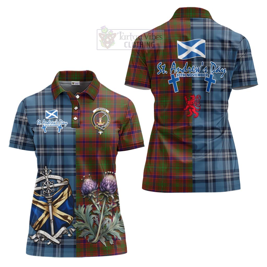 Tartan Vibes Clothing Lumsden Tartan Women's Polo Shirt Happy St. Andrew's Day Half Tartan Style
