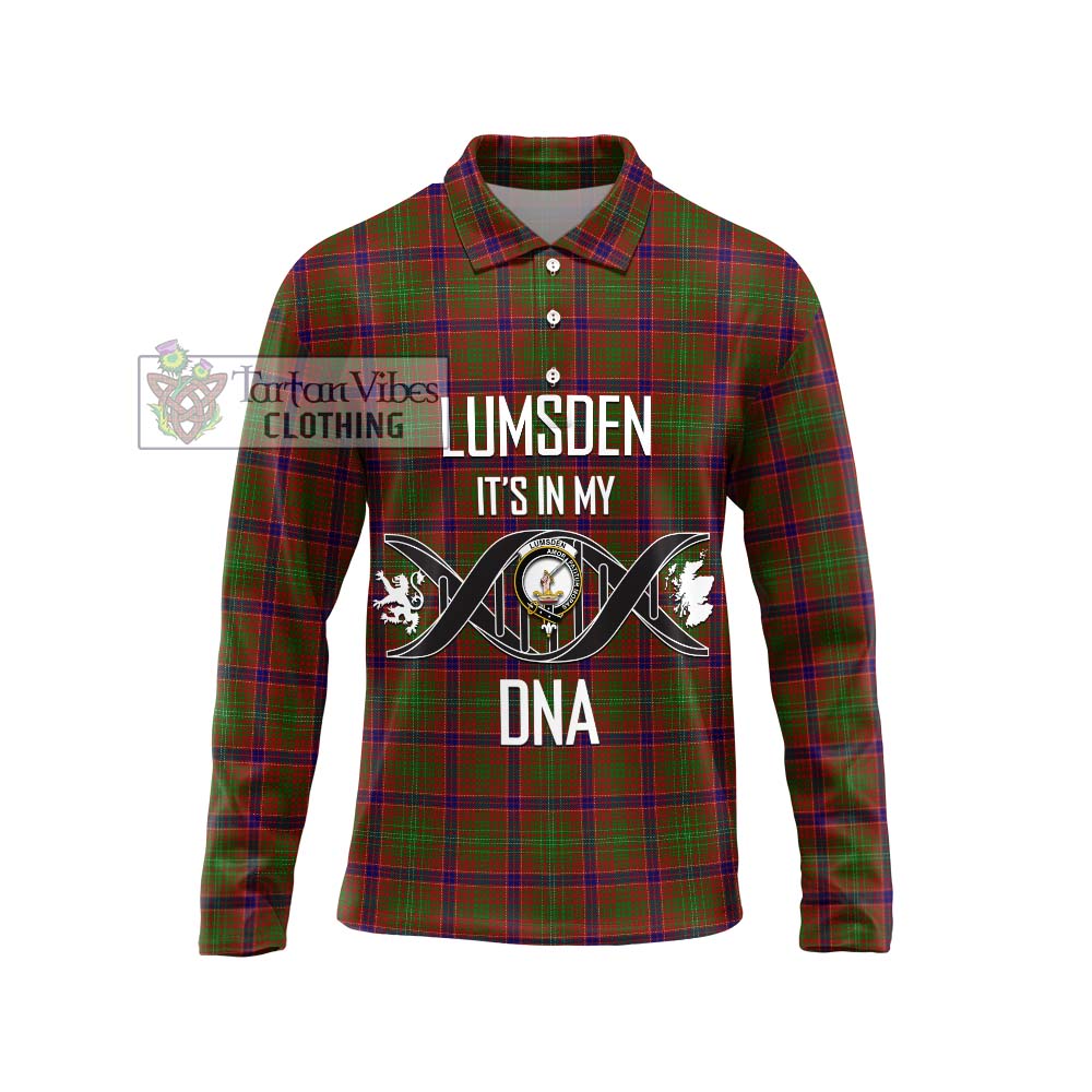 Lumsden Tartan Long Sleeve Polo Shirt with Family Crest DNA In Me Style Unisex - Tartanvibesclothing Shop