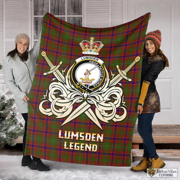 Tartan Vibes Clothing Lumsden Tartan Blanket with Clan Crest and the Golden Sword of Courageous Legacy