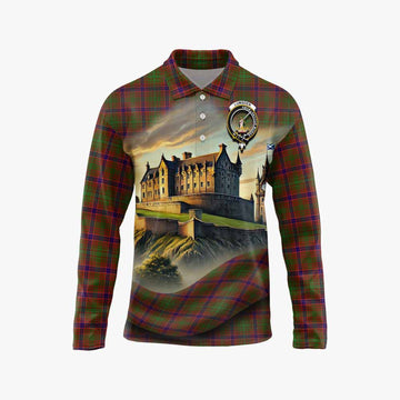Tartan Vibes Clothing Lumsden Tartan Family Crest Long Sleeve Polo Shirt with Scottish Ancient Castle Style