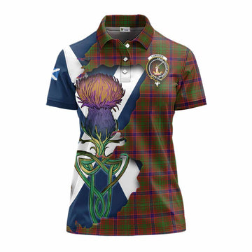 Tartan Vibes Clothing Lumsden Tartan Family Crest Women's Polo Shirt Scottish Thistle Celtic Inspired