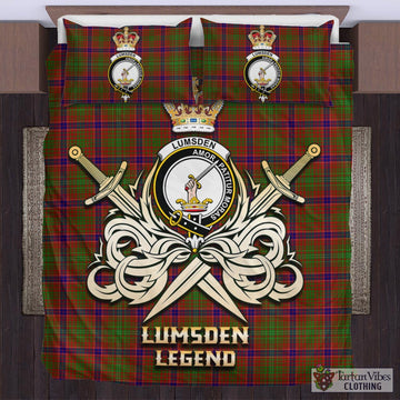 Tartan Vibes Clothing Lumsden Tartan Bedding Set with Clan Crest and the Golden Sword of Courageous Legacy
