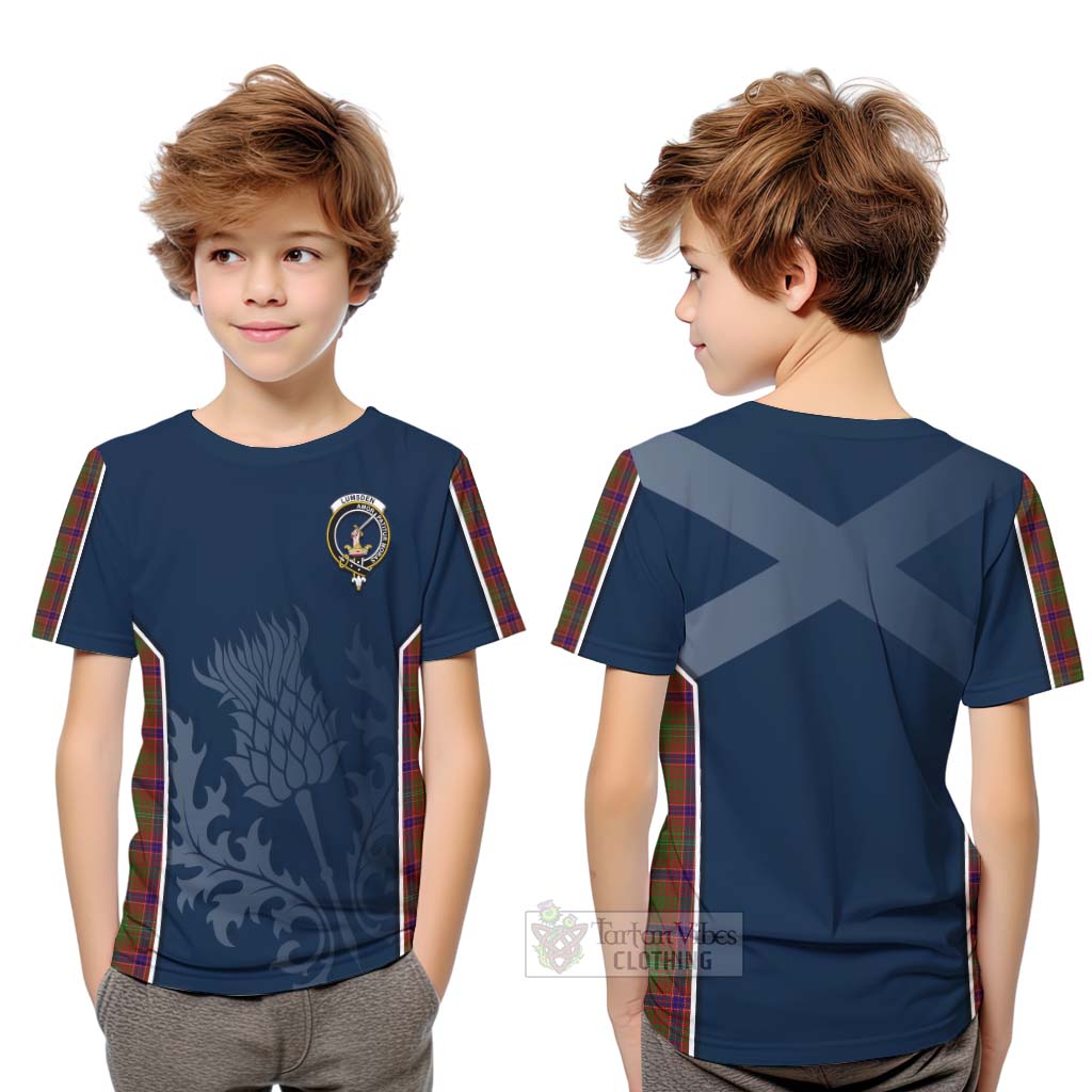 Tartan Vibes Clothing Lumsden Tartan Kid T-Shirt with Family Crest and Scottish Thistle Vibes Sport Style