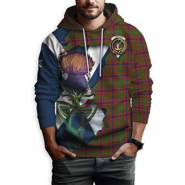 Tartan Vibes Clothing Lumsden Tartan Family Crest Hoodie Scottish Thistle Celtic Inspired