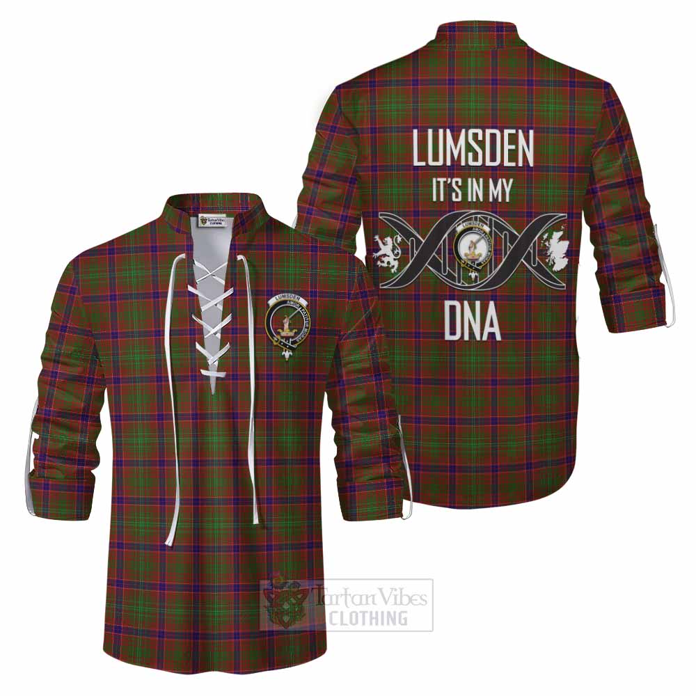 Tartan Vibes Clothing Lumsden Tartan Ghillie Kilt Shirt with Family Crest DNA In Me Style