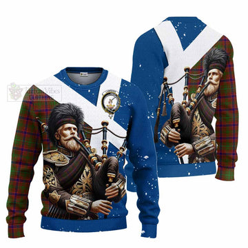 Tartan Vibes Clothing Lumsden Tartan Knitted Sweater with Family Crest Scottish Bagpiper Vibes