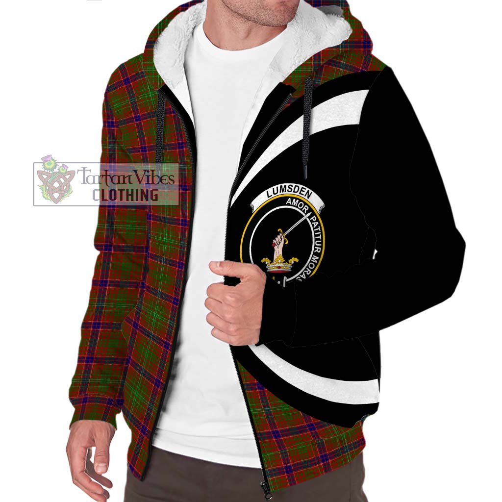 Lumsden Tartan Sherpa Hoodie with Family Crest Circle Style Unisex S - Tartan Vibes Clothing