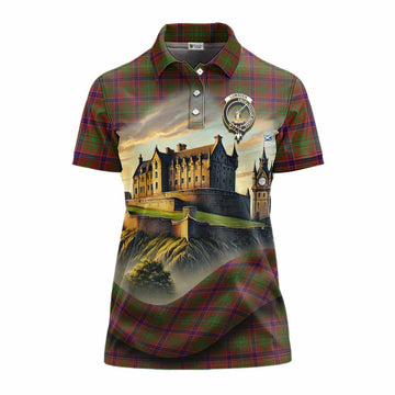 Tartan Vibes Clothing Lumsden Tartan Family Crest Women's Polo Shirt with Scottish Ancient Castle Stype