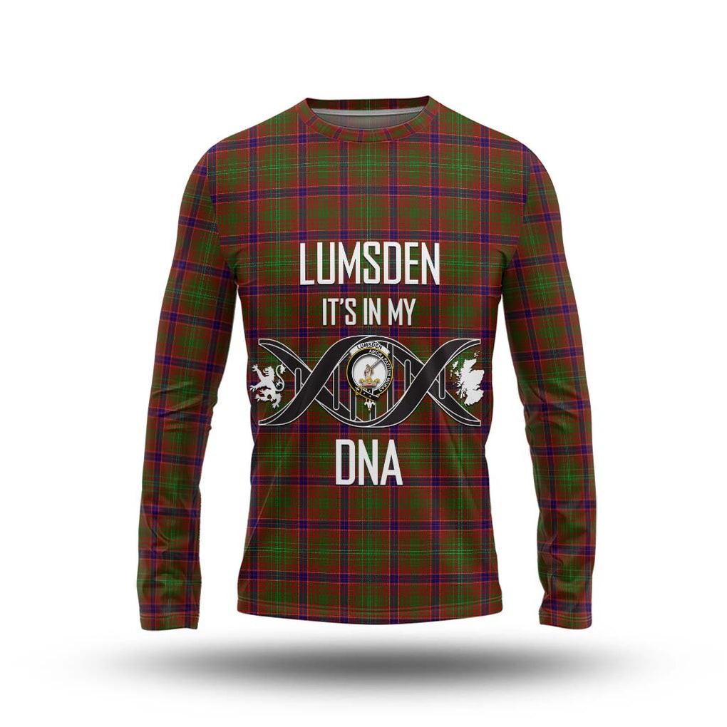 Lumsden Tartan Long Sleeve T-Shirt with Family Crest DNA In Me Style Unisex - Tartanvibesclothing Shop