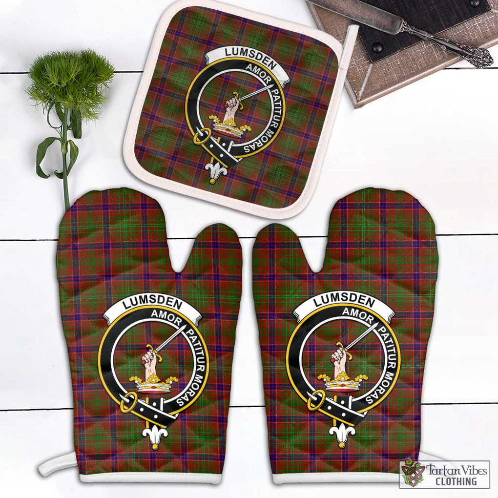 Lumsden Tartan Combo Oven Mitt & Pot-Holder with Family Crest Combo 1 Oven Mitt & 1 Pot-Holder White - Tartan Vibes Clothing