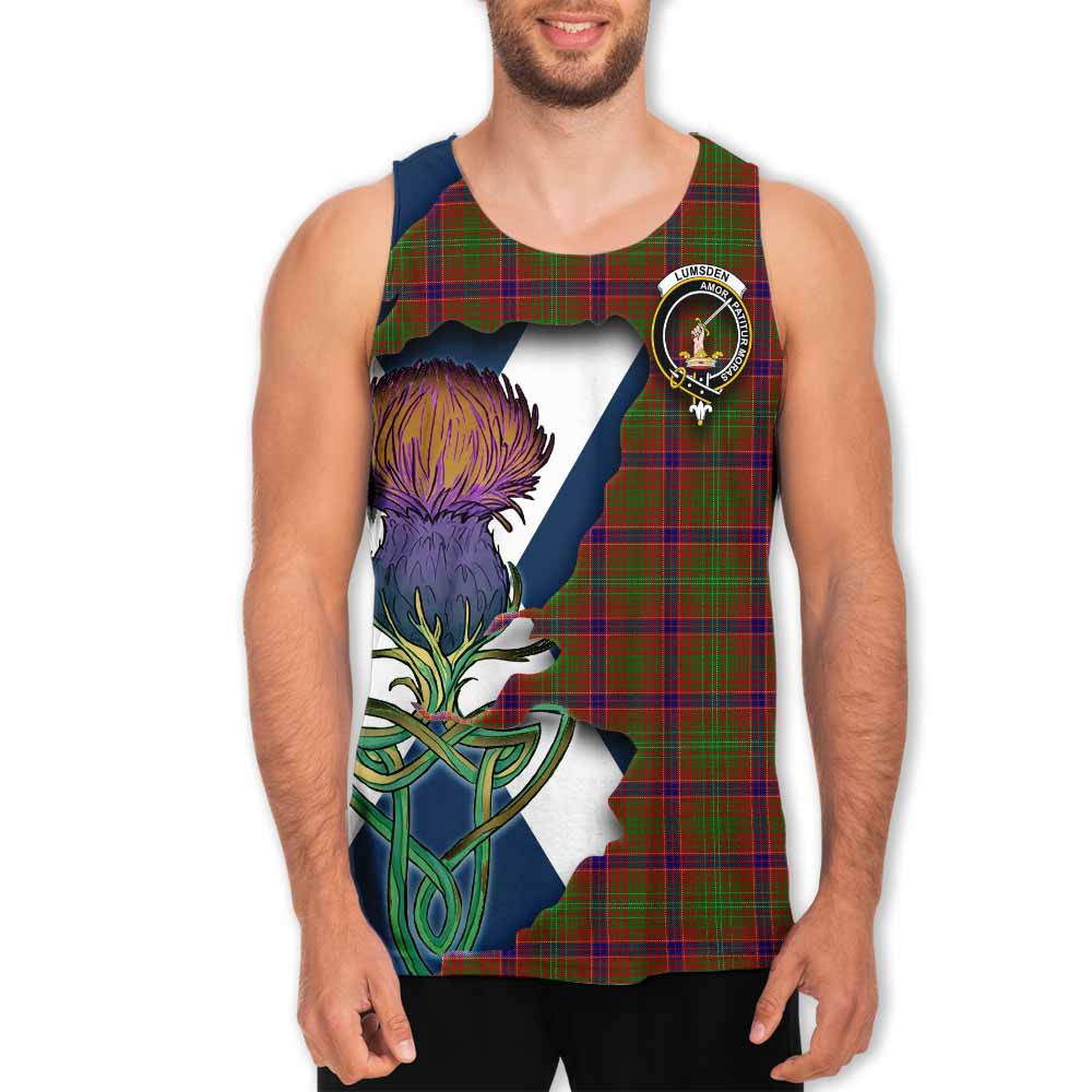 Tartan Vibes Clothing Lumsden Tartan Family Crest Men's Tank Top Scottish Thistle Celtic Inspired