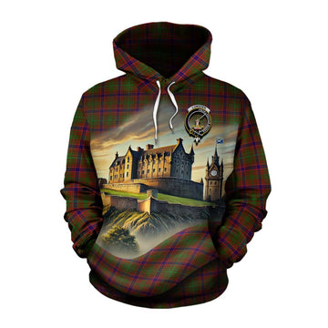 Tartan Vibes Clothing Lumsden Tartan Family Crest Cotton Hoodie with Scottish Ancient Castle Style