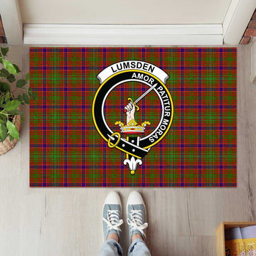 Lumsden Tartan Rubber Doormat with Family Crest