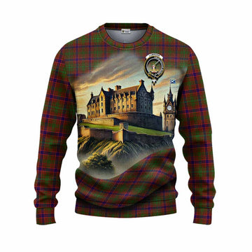 Tartan Vibes Clothing Lumsden Tartan Family Crest Knitted Sweater with Scottish Ancient Castle Style
