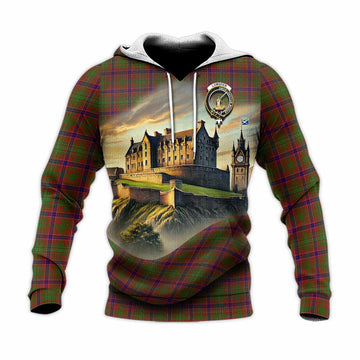 Lumsden Tartan Family Crest Knitted Hoodie with Scottish Ancient Castle Style