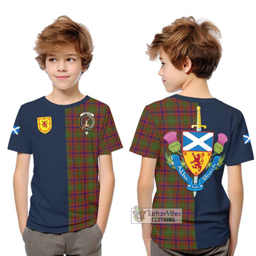 Tartan Vibes Clothing Lumsden Tartan Kid T-Shirt with Scottish Lion Royal Arm Half Style