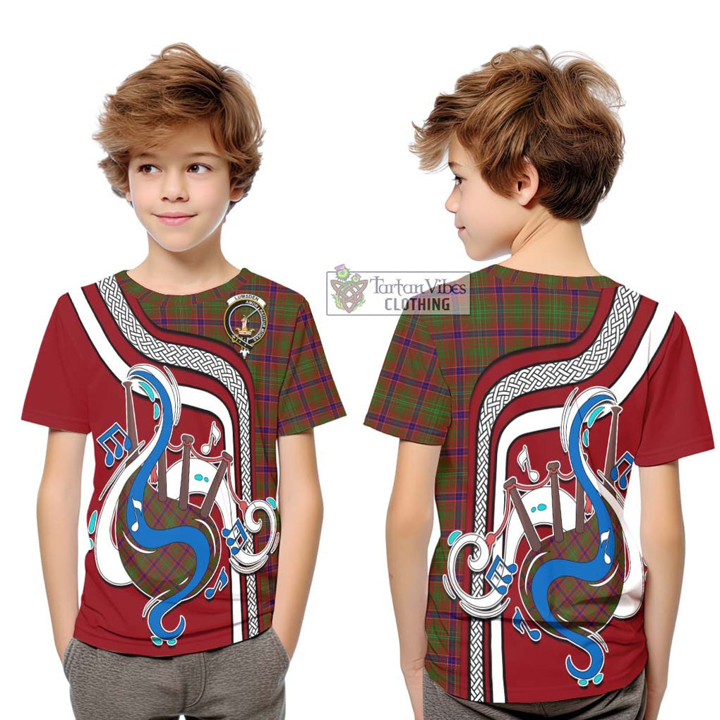 Tartan Vibes Clothing Lumsden Tartan Kid T-Shirt with Epic Bagpipe Style
