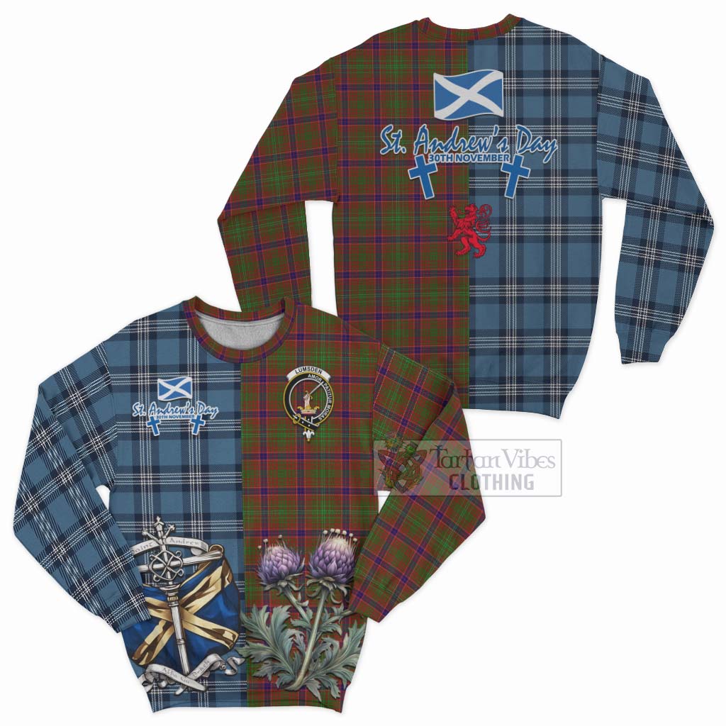 Tartan Vibes Clothing Lumsden Tartan Sweatshirt Happy St. Andrew's Day Half Tartan Style