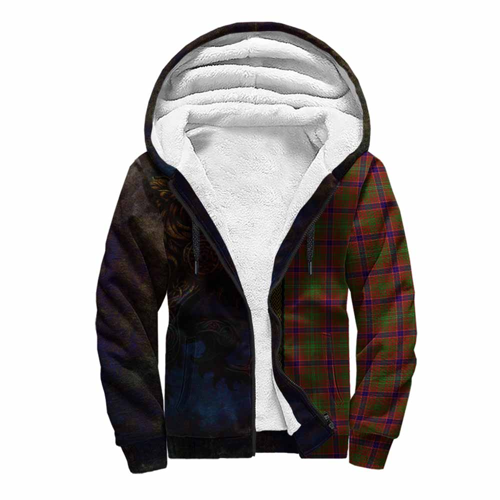 Tartan Vibes Clothing Lumsden Tartan Family Crest Sherpa Hoodie Alba Gu Brath Be Brave Lion Ancient Style