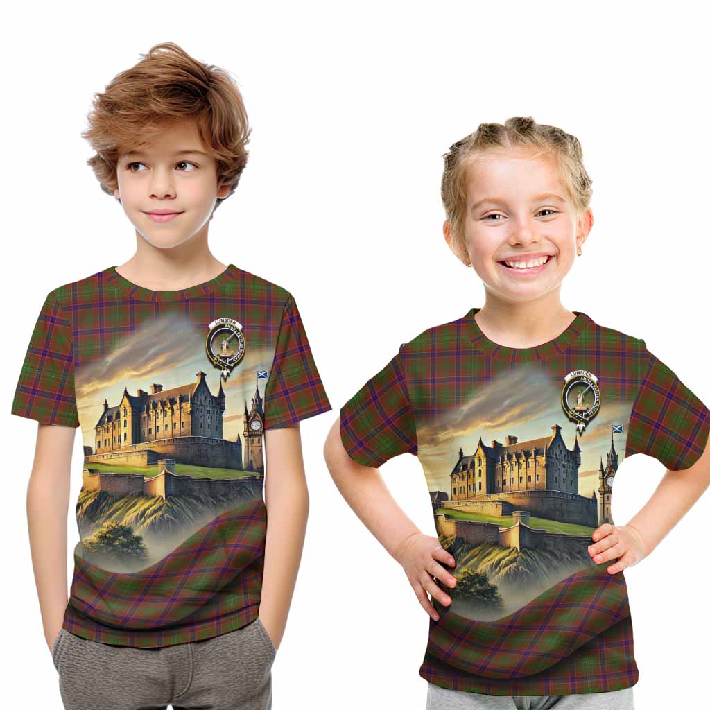Tartan Vibes Clothing Lumsden Tartan Family Crest Kid T-Shirt with Scottish Ancient Castle Style