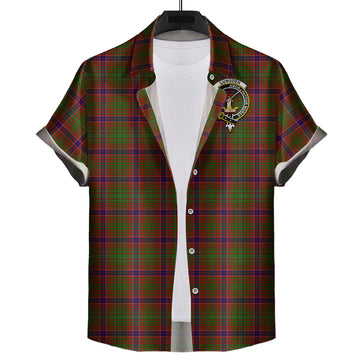 Lumsden Tartan Short Sleeve Button Down Shirt with Family Crest