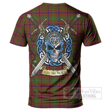 Tartan Vibes Clothing Lumsden Tartan T-Shirt with Family Crest Celtic Skull Style