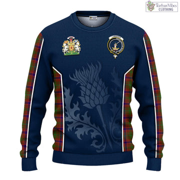 Lumsden Tartan Knitted Sweatshirt with Family Crest and Scottish Thistle Vibes Sport Style