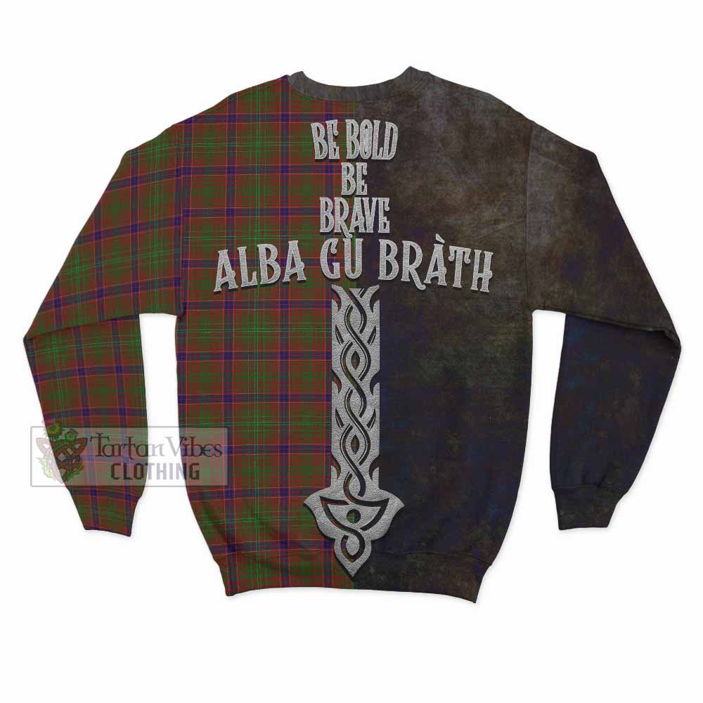Tartan Vibes Clothing Lumsden Tartan Family Crest Sweatshirt Alba Gu Brath Be Brave Lion Ancient Style