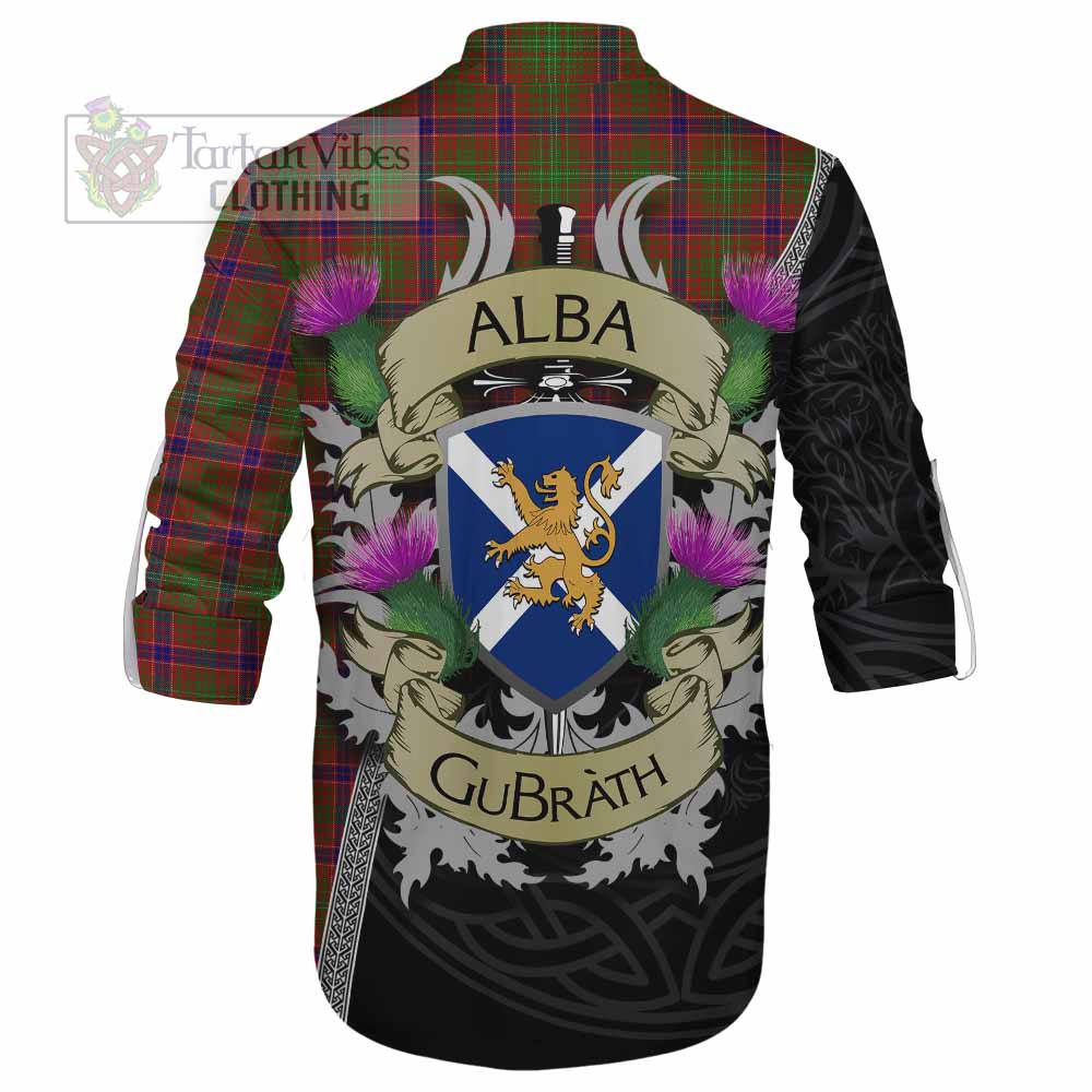 Tartan Vibes Clothing Lumsden Tartan Family Crest Ghillie Kilt Shirt Lion Rampant Royal Thistle Shield Celtic Inspired