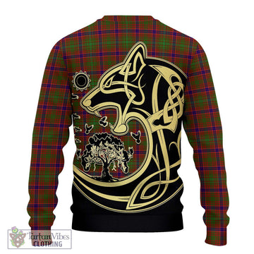Lumsden Tartan Knitted Sweater with Family Crest Celtic Wolf Style - Tartan Vibes Clothing