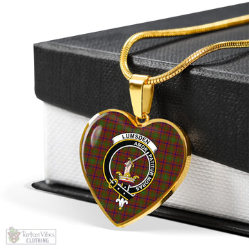 Lumsden Tartan Heart Necklace with Family Crest