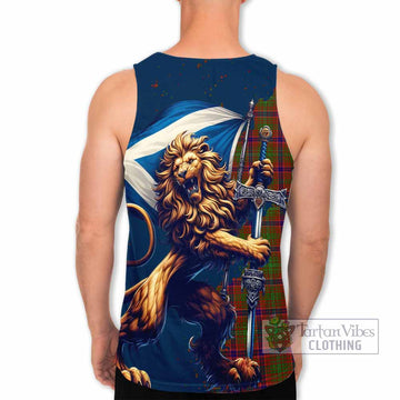 Tartan Vibes Clothing Lumsden Tartan Family Crest Men's Tank Top with Scottish Majestic Lion