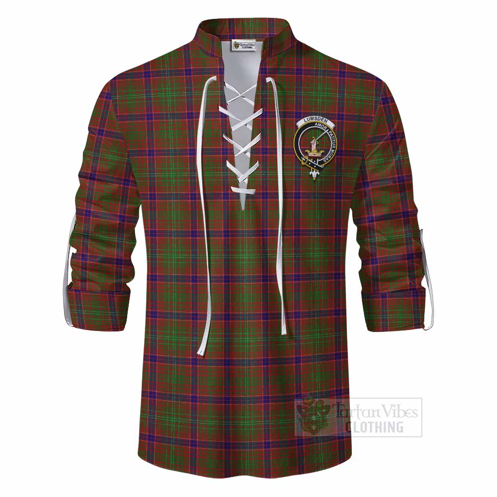 Tartan Vibes Clothing Lumsden Tartan Ghillie Kilt Shirt with Family Crest DNA In Me Style
