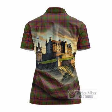 Tartan Vibes Clothing Lumsden Tartan Family Crest Women's Polo Shirt with Scottish Ancient Castle Stype