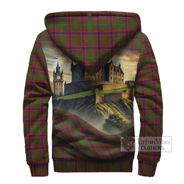 Lumsden Tartan Family Crest Sherpa Hoodie with Scottish Ancient Castle Style