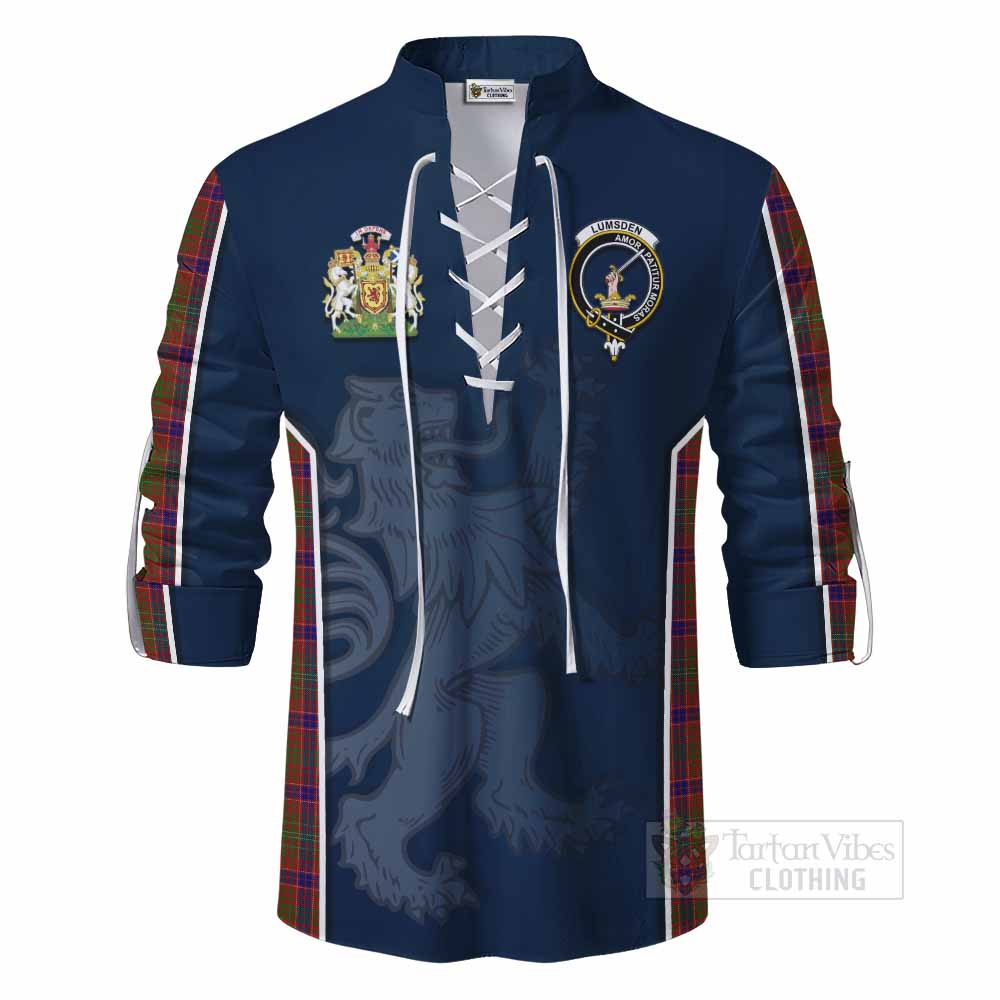 Tartan Vibes Clothing Lumsden Tartan Ghillie Kilt Shirt with Family Crest and Lion Rampant Vibes Sport Style