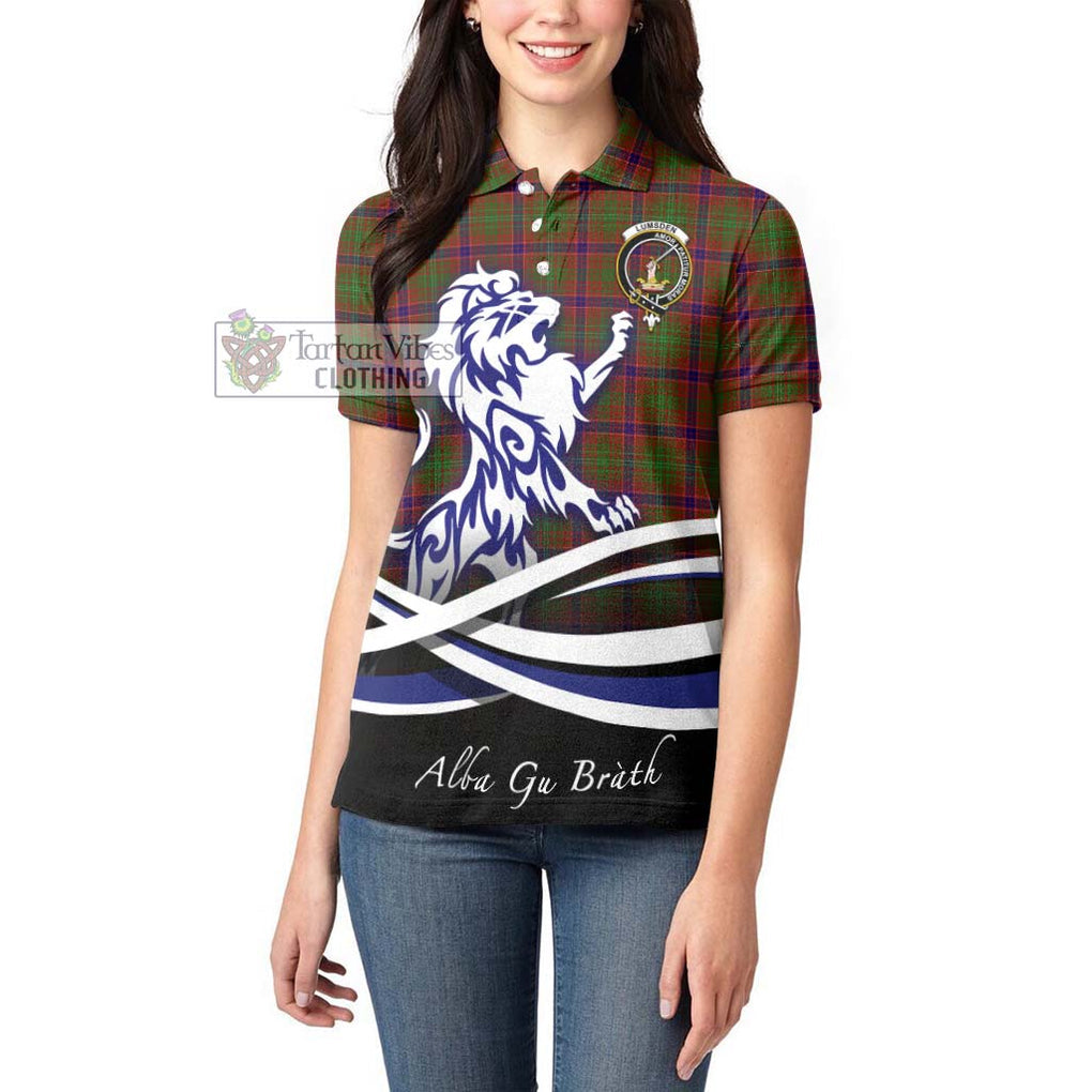 Lumsden Tartan Women's Polo Shirt with Alba Gu Brath Regal Lion Emblem - Tartanvibesclothing Shop