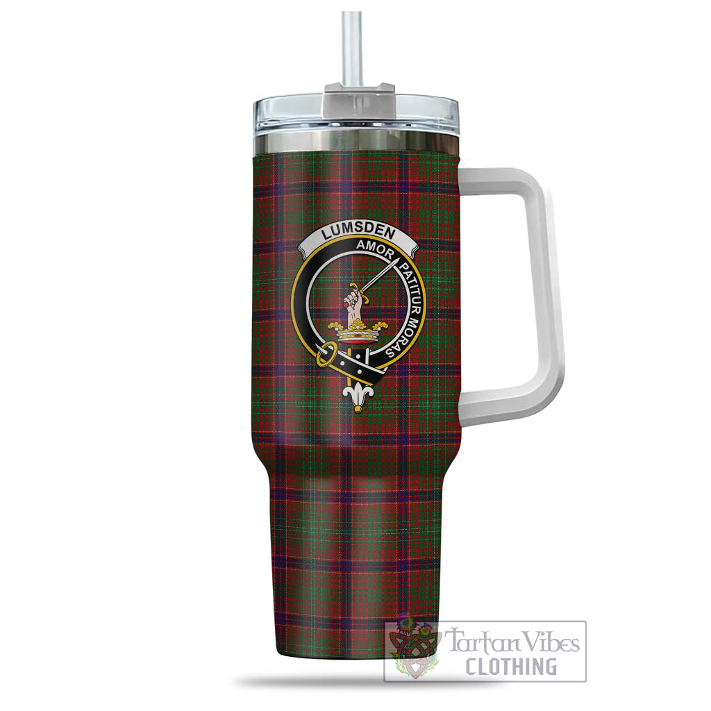 Tartan Vibes Clothing Lumsden Tartan and Family Crest Tumbler with Handle