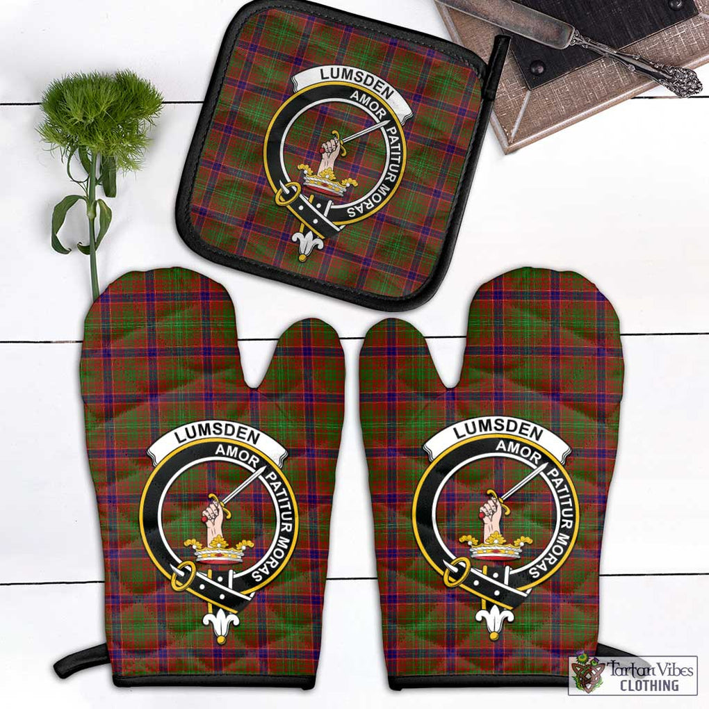 Lumsden Tartan Combo Oven Mitt & Pot-Holder with Family Crest Combo 1 Oven Mitt & 1 Pot-Holder Black - Tartan Vibes Clothing