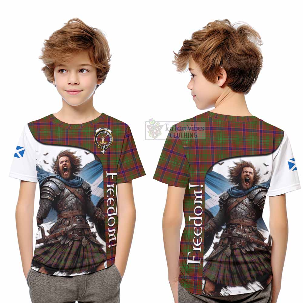 Tartan Vibes Clothing Lumsden Crest Tartan Kid T-Shirt Inspired by the Freedom of Scottish Warrior