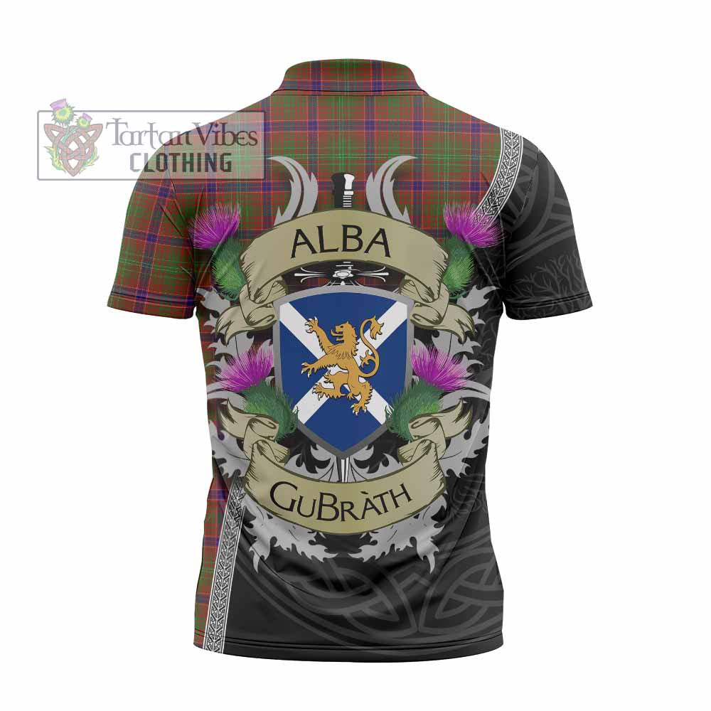 Tartan Vibes Clothing Lumsden Tartan Family Crest Zipper Polo Shirt Lion Rampant Royal Thistle Shield Celtic Inspired