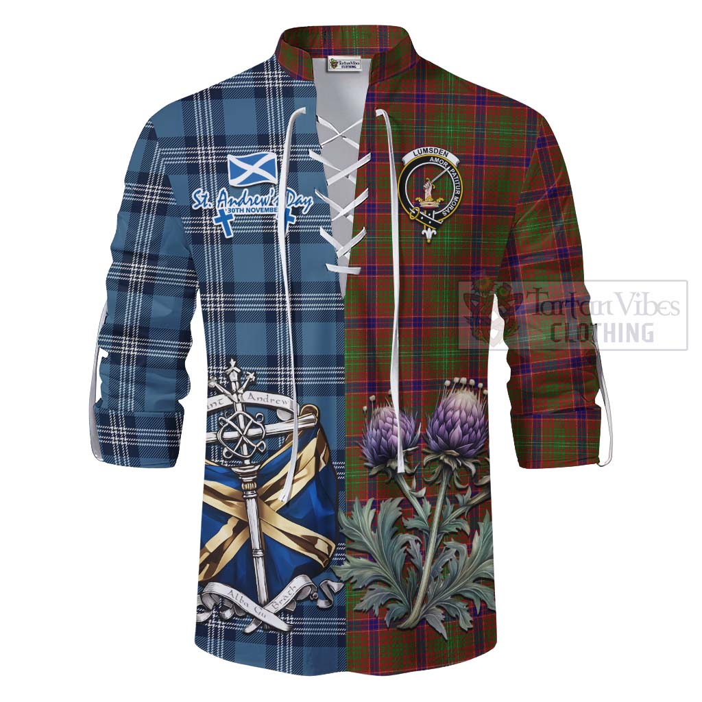 Tartan Vibes Clothing Lumsden Tartan Ghillie Kilt Shirt Happy St. Andrew's Day Half Tartan Style