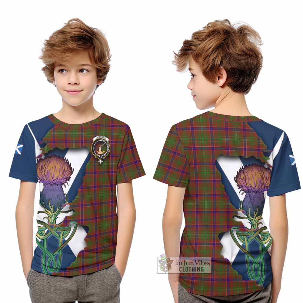 Tartan Vibes Clothing Lumsden Tartan Family Crest Kid T-Shirt Scottish Thistle Celtic Inspired