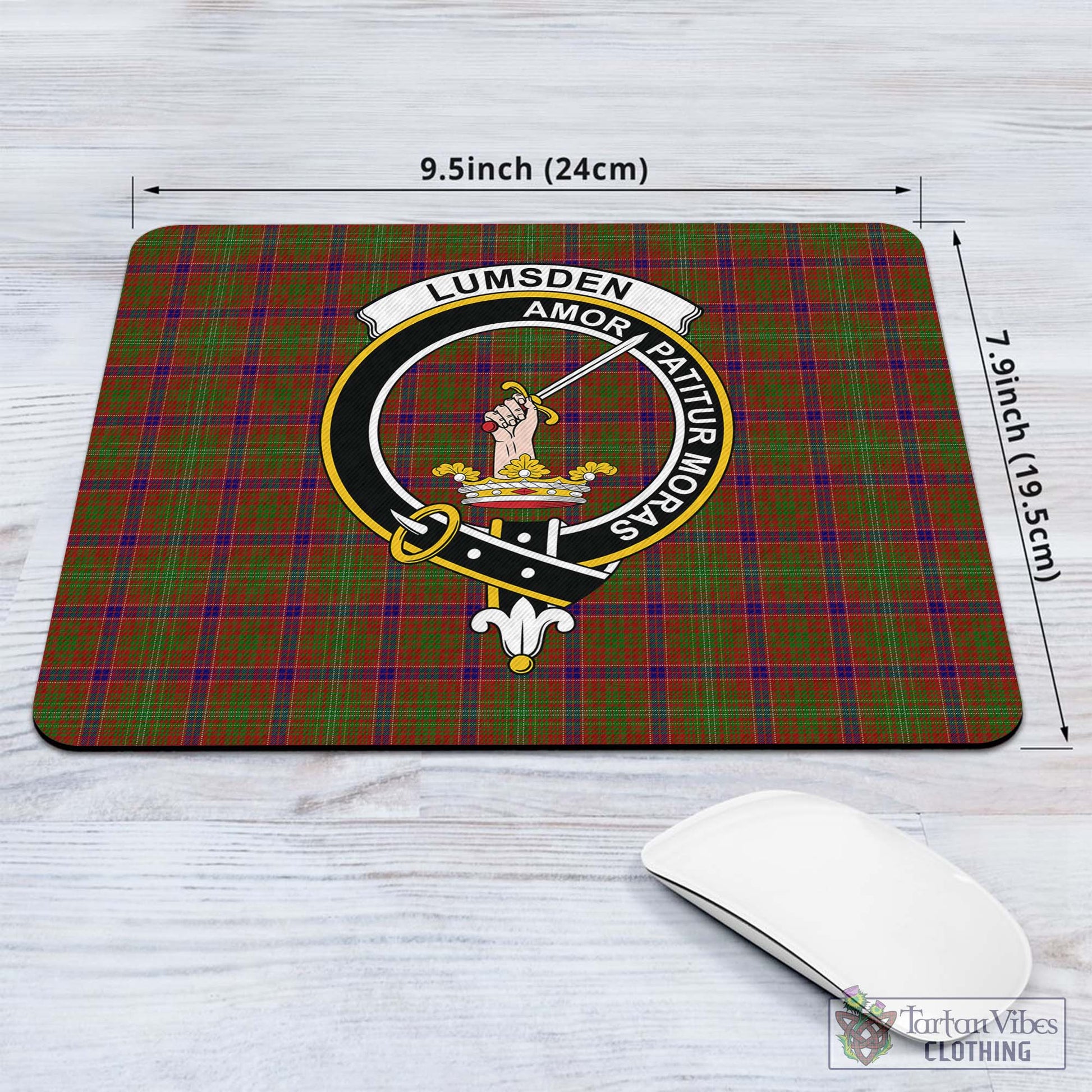 Tartan Vibes Clothing Lumsden Tartan Mouse Pad with Family Crest