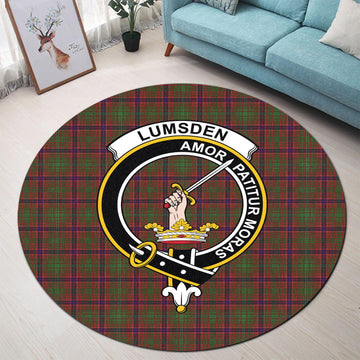 lumsden-tartan-round-rug-with-family-crest