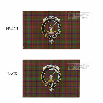 Tartan Vibes Clothing Lumsden Tartan House Flag with Family Crest