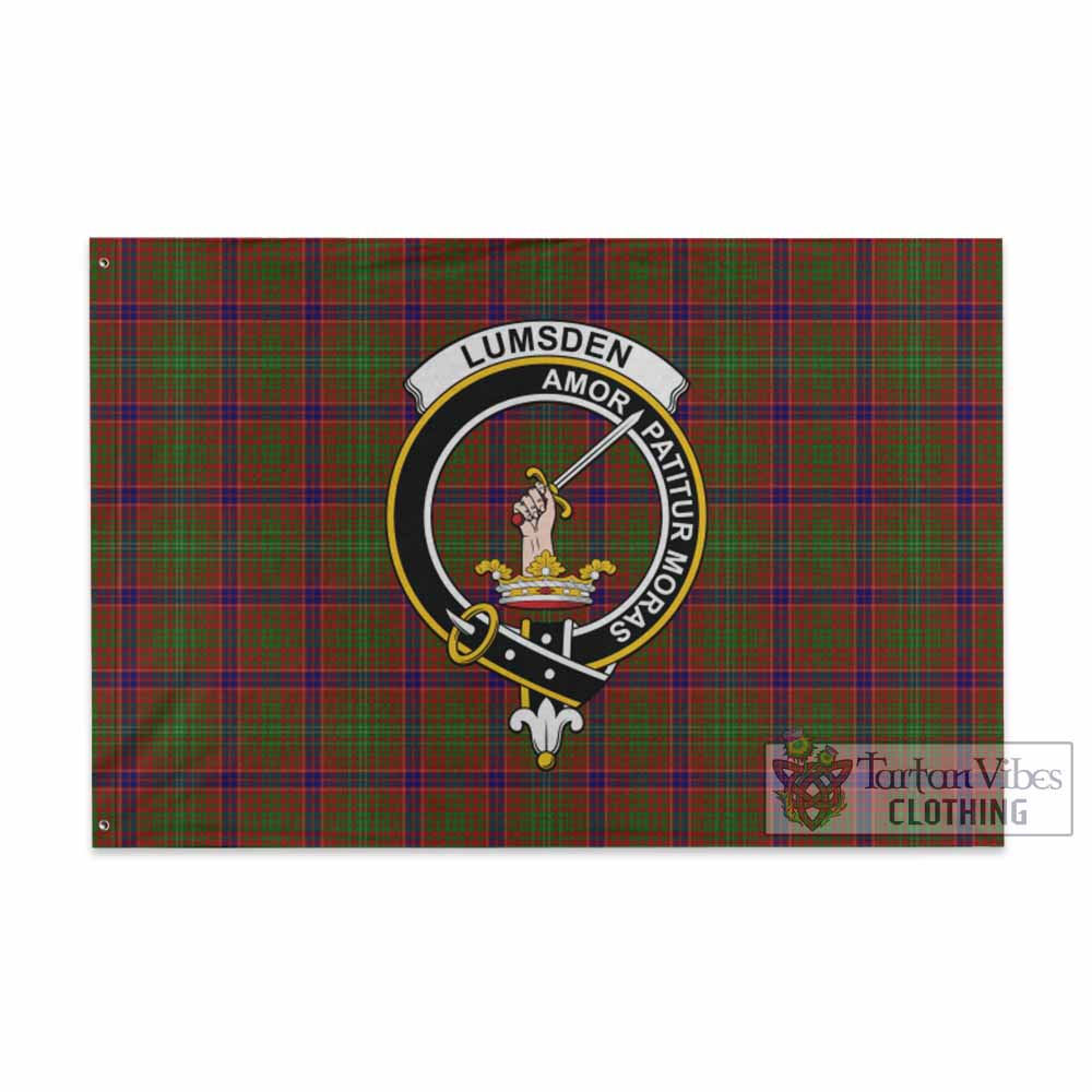 Tartan Vibes Clothing Lumsden Tartan House Flag with Family Crest