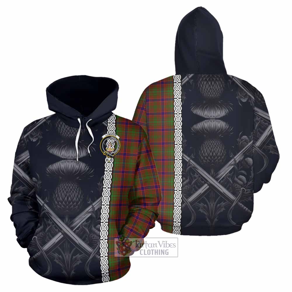 Tartan Vibes Clothing Lumsden Tartan Hoodie with Family Crest Cross Sword Thistle Celtic Vibes