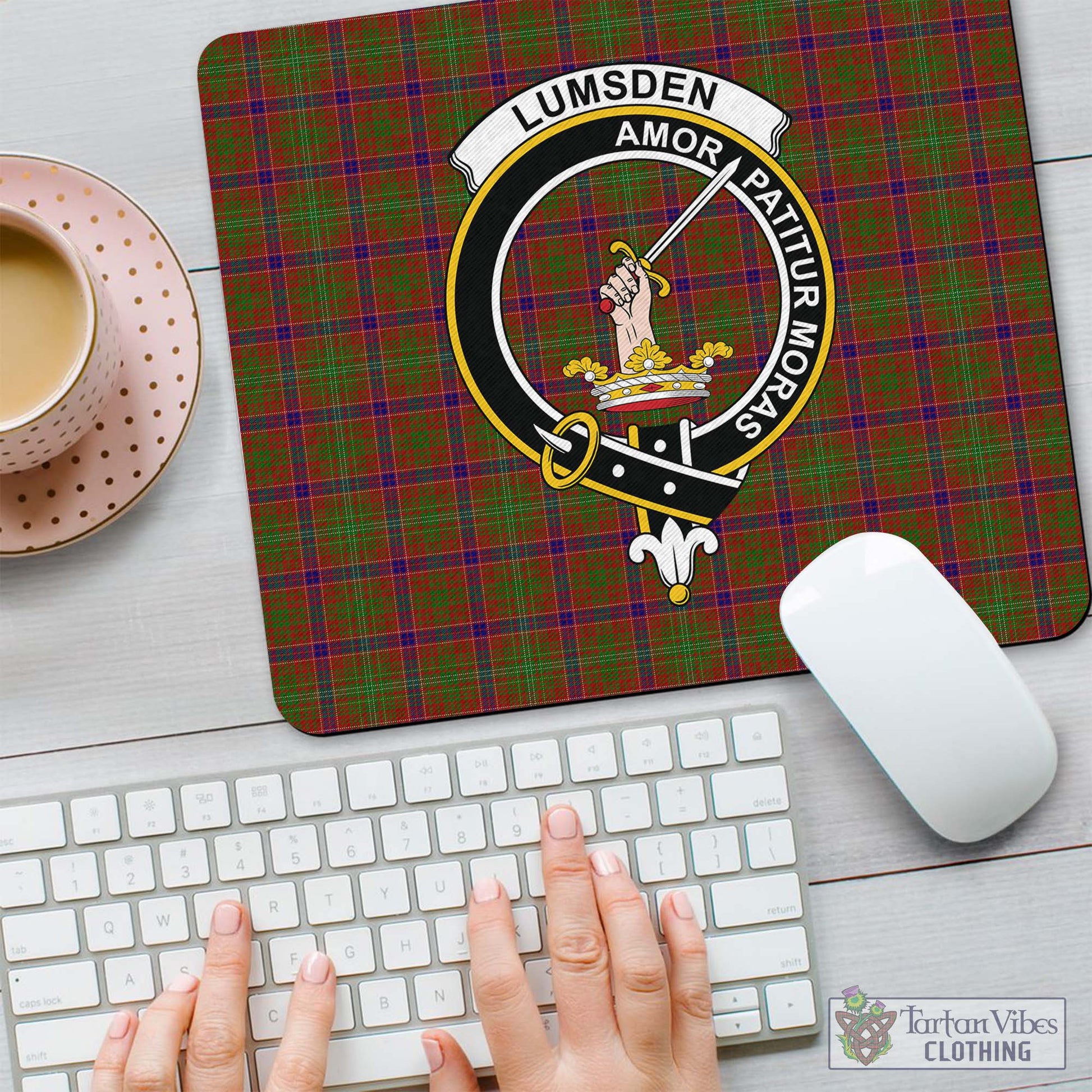 Tartan Vibes Clothing Lumsden Tartan Mouse Pad with Family Crest